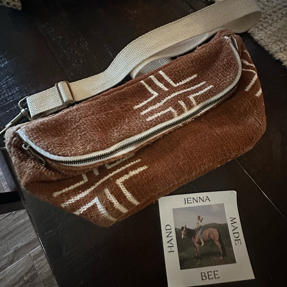 JennaBee Handmade Bohemian Crossbody Sling, Rust sling bag.